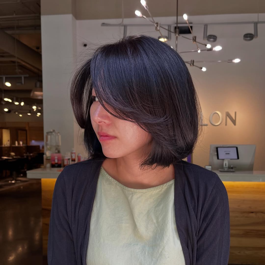 Glossy Midnight Blue A-Line Bob