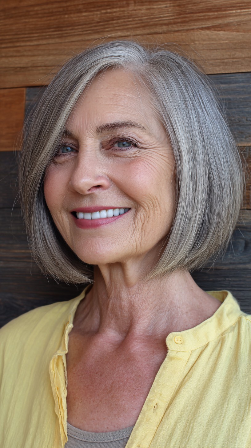 Graceful Silver Layered Bob for Women Over 70