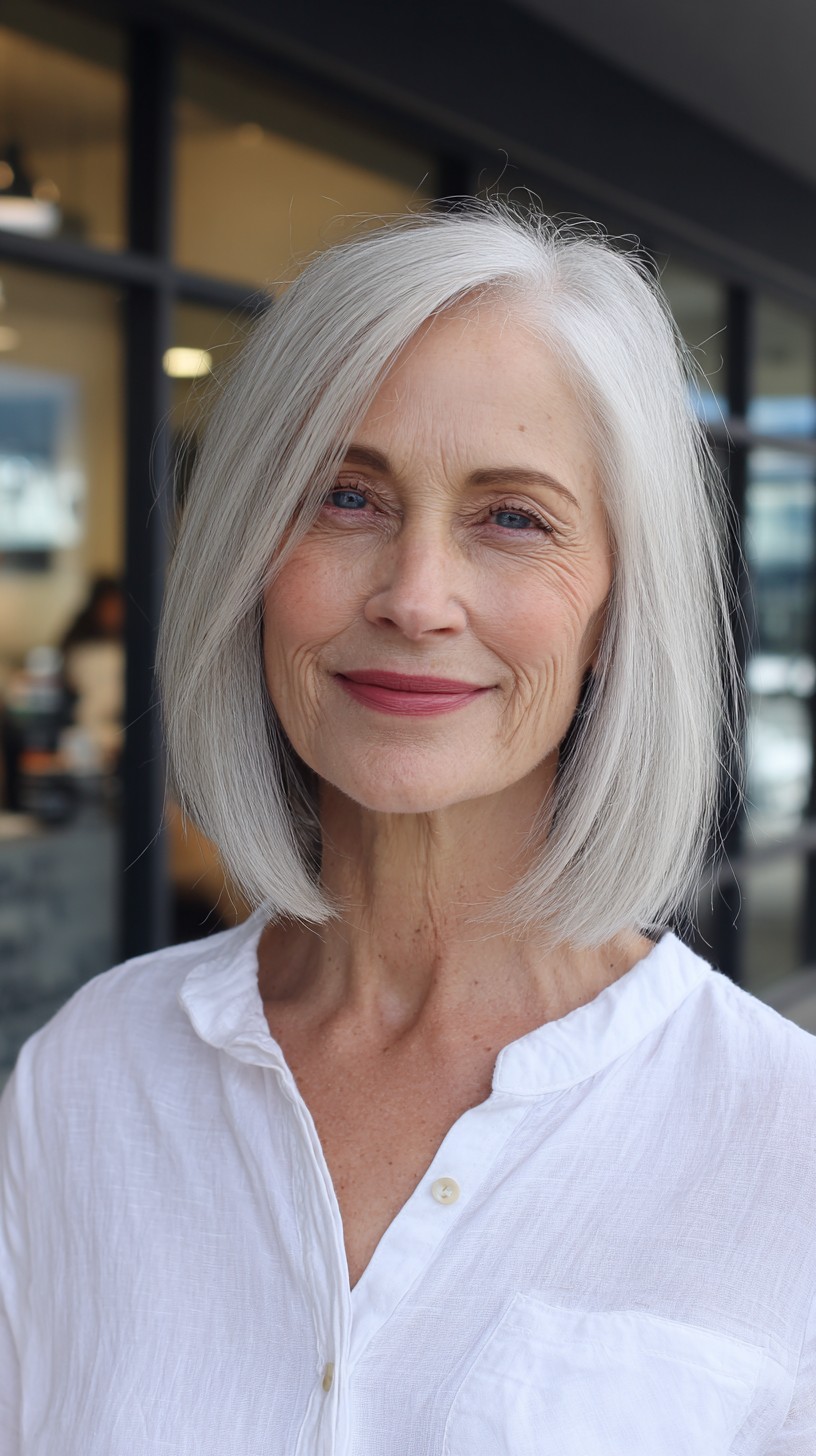 Silver Sleek Straight Cut with Gradual Layers