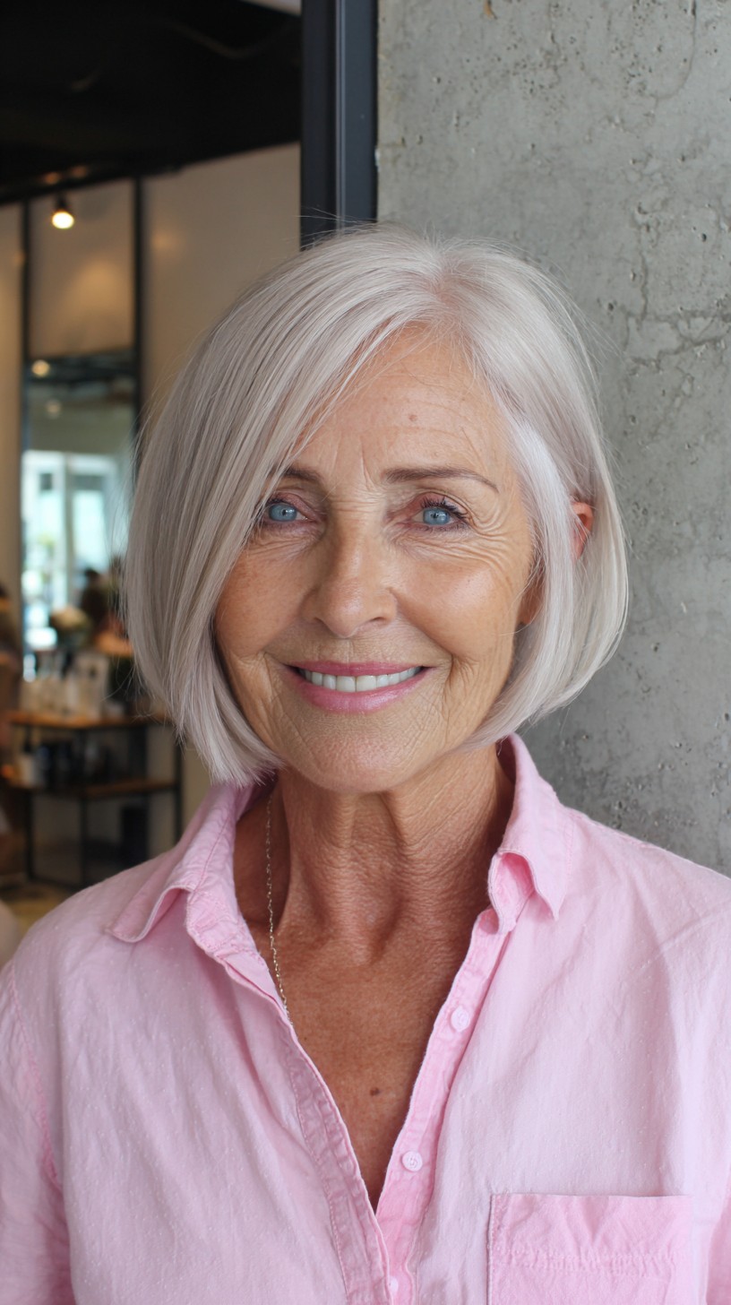 Silver Soft Bob with Face-Framing Layers