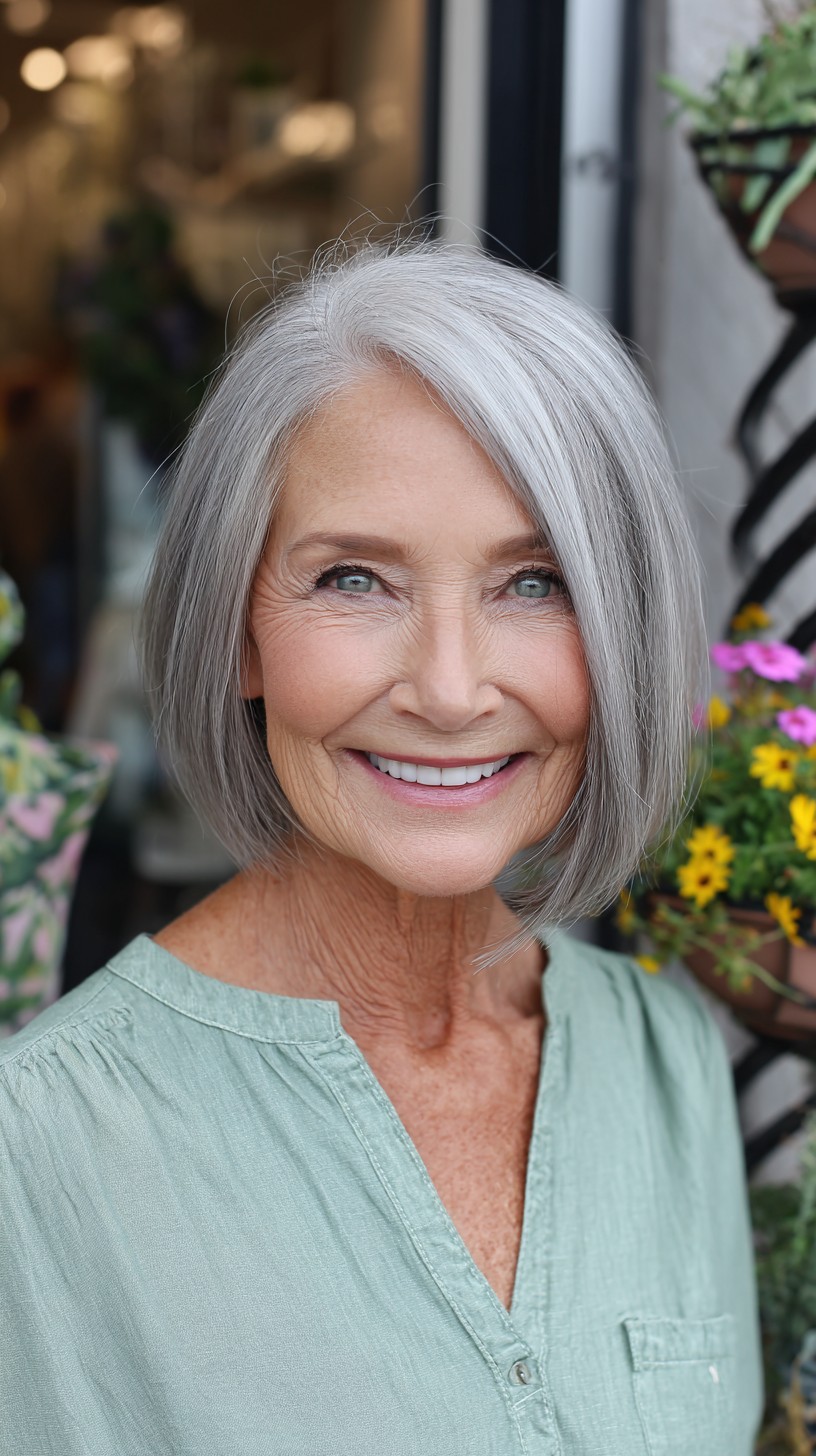 Silver Voluminous Bob with Slight Waves