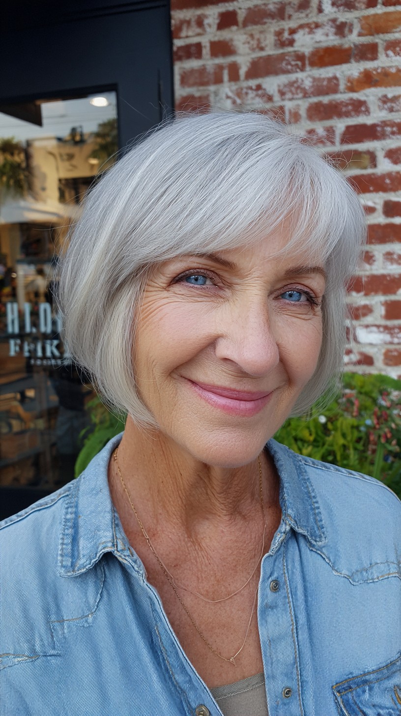 Silvery Smooth Bob with Gentle Waves