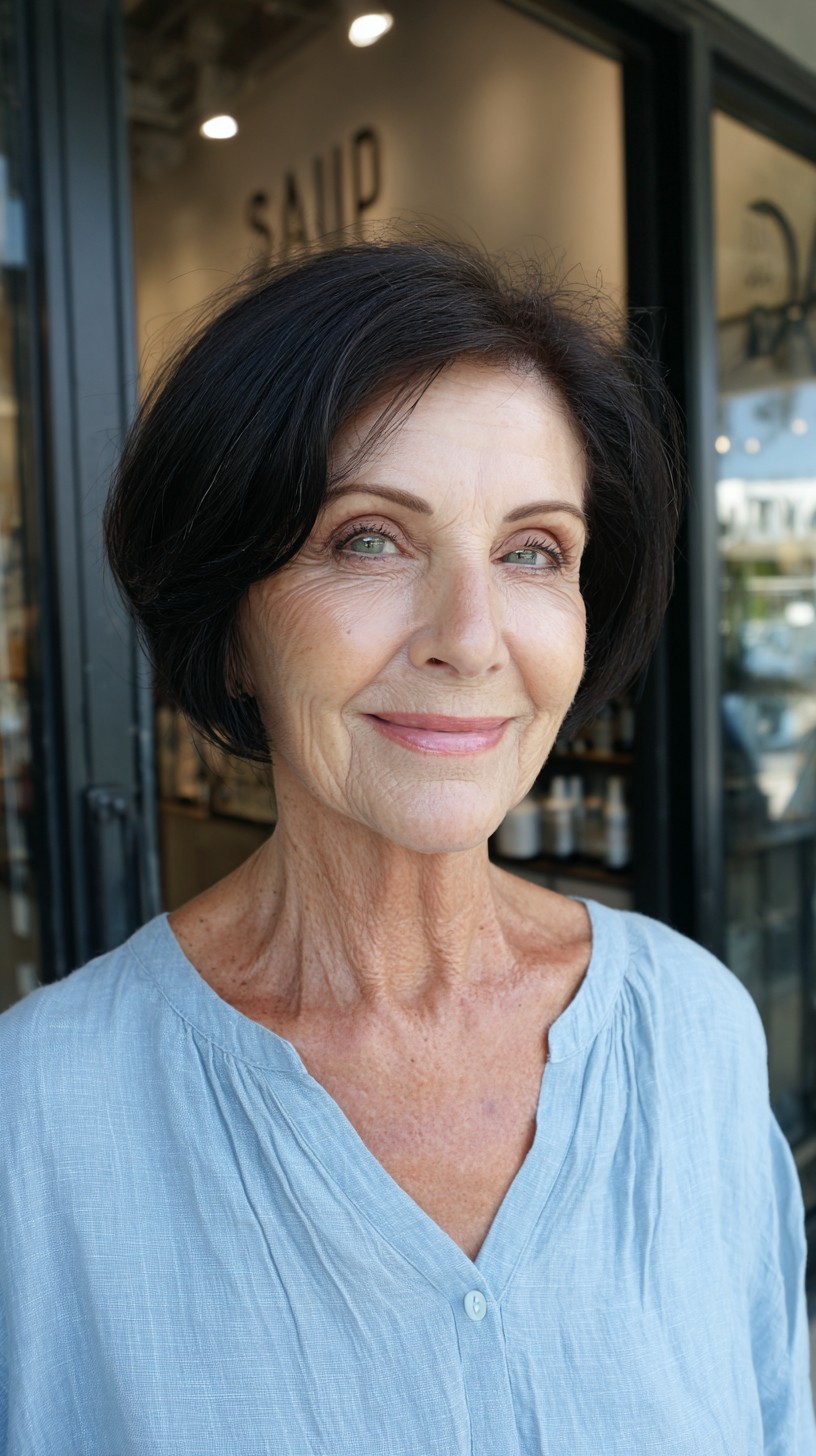 Sleek Raven Black Bob with Gentle Curves