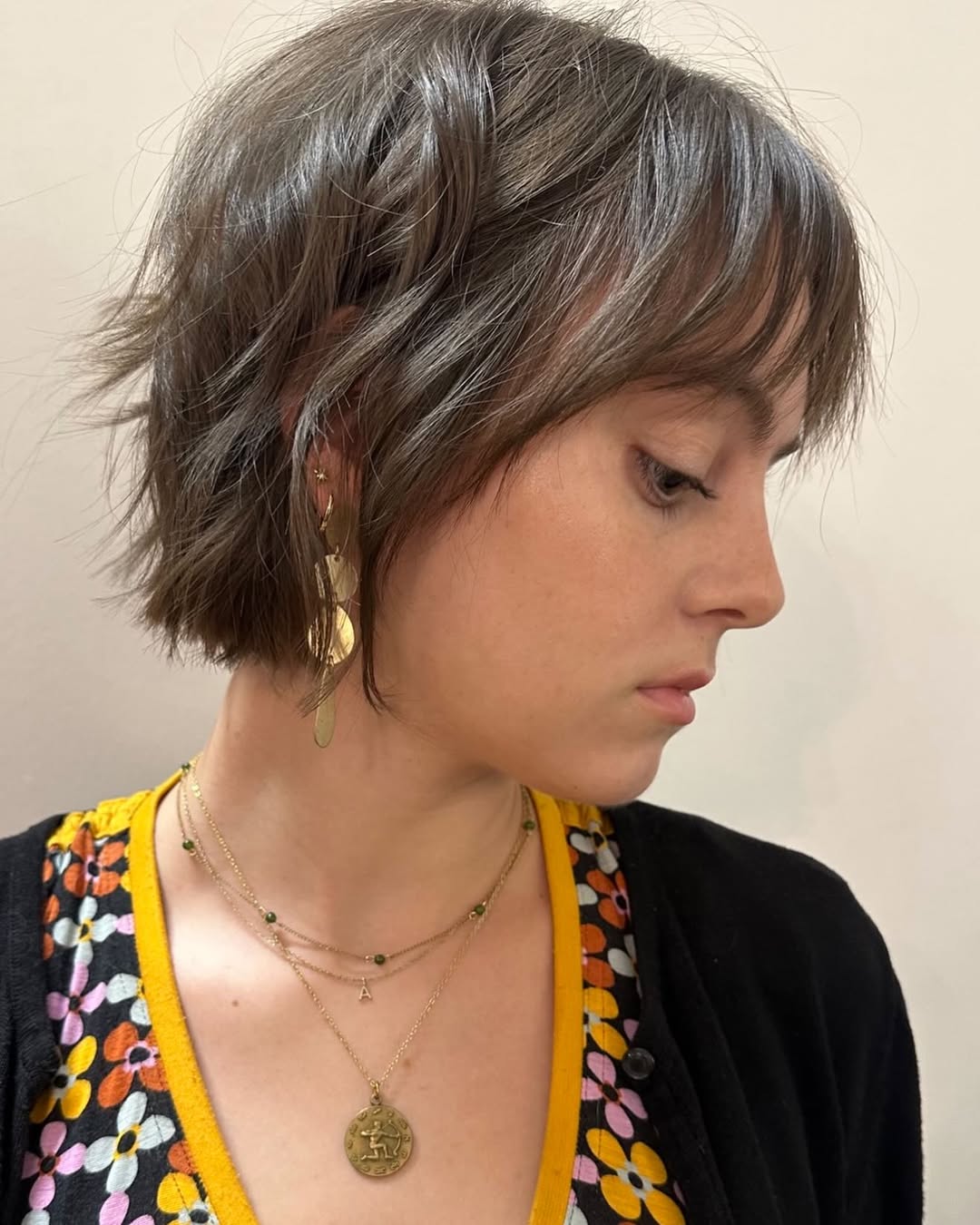 Subtle Dimension Ash-Brown Bob with Wispy Fringe