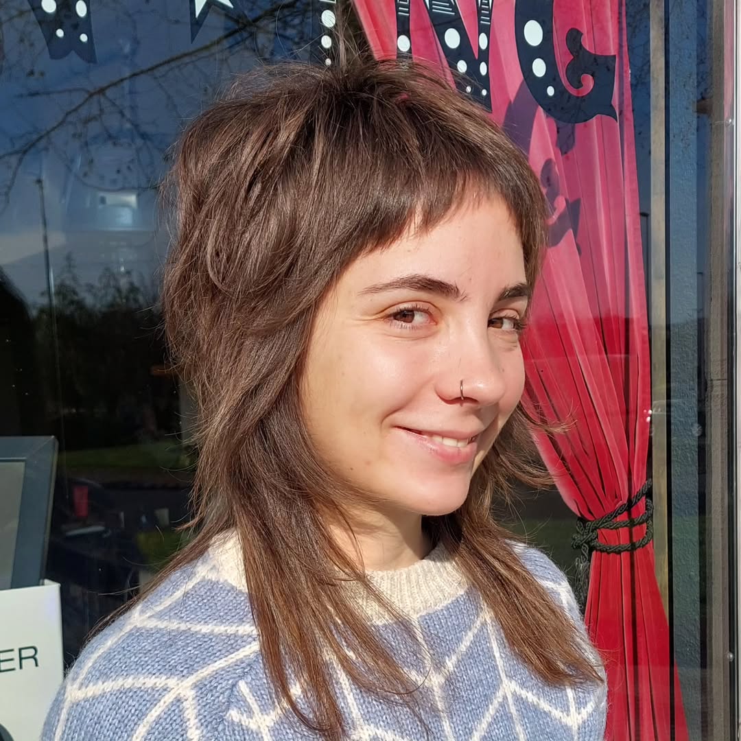 Sun-Kissed Chestnut Shag with Soft Fringe