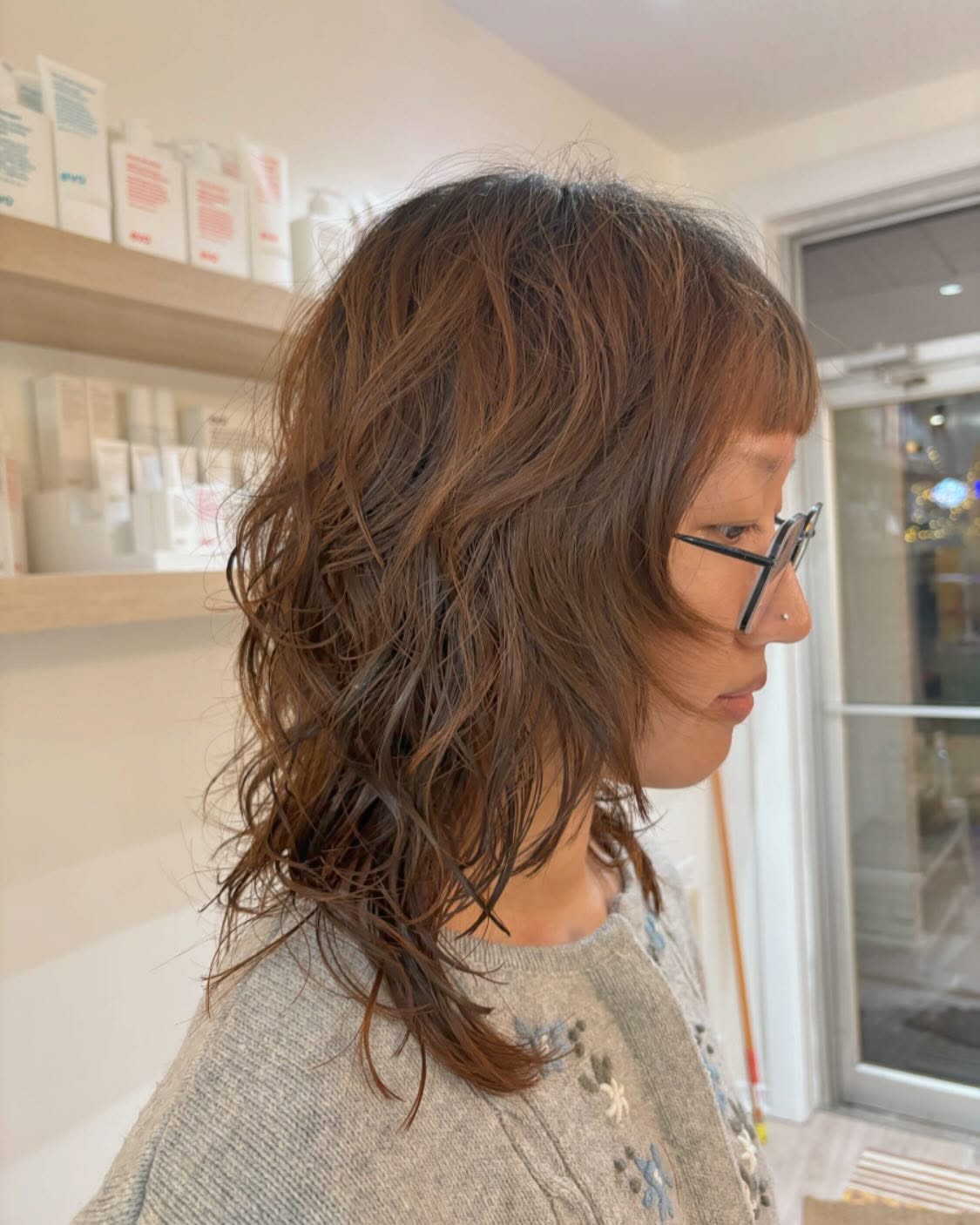 Textured Tousled Waves with Side-Swept Bangs
