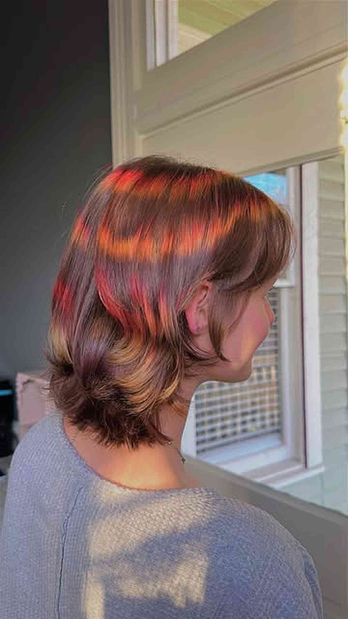Vibrant Sunset-Inspired Lob with Textured Waves
