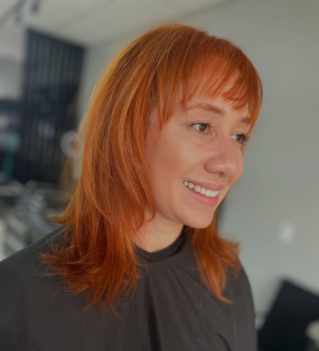 Warm Auburn Bob with Soft Textured Ends