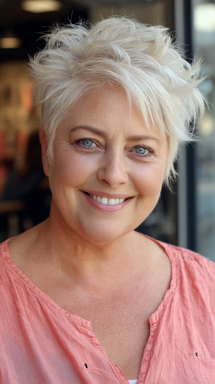 Whimsical Platinum Windswept Pixie Cut