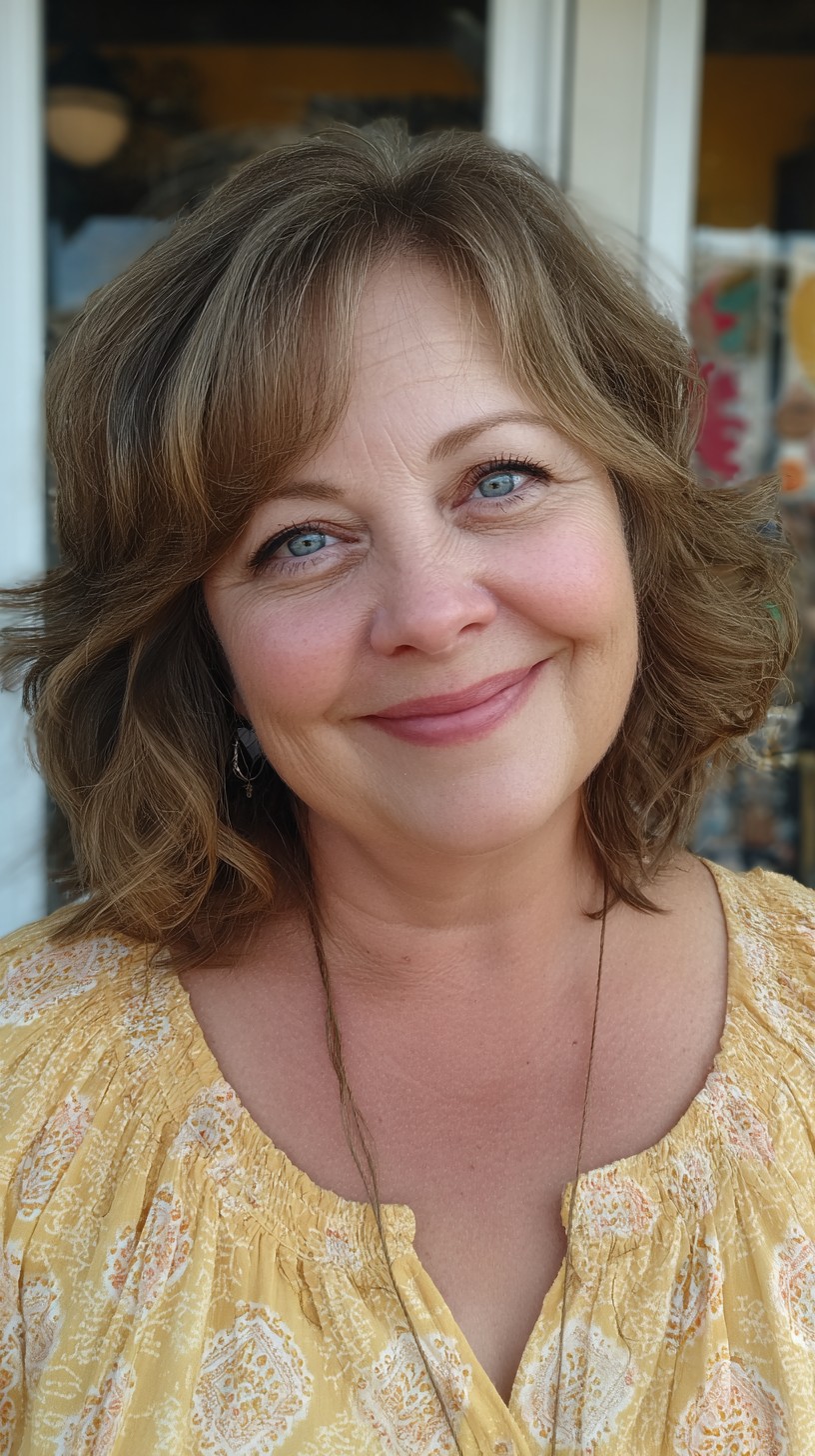 Breezy Chestnut Waves with Soft Fringe