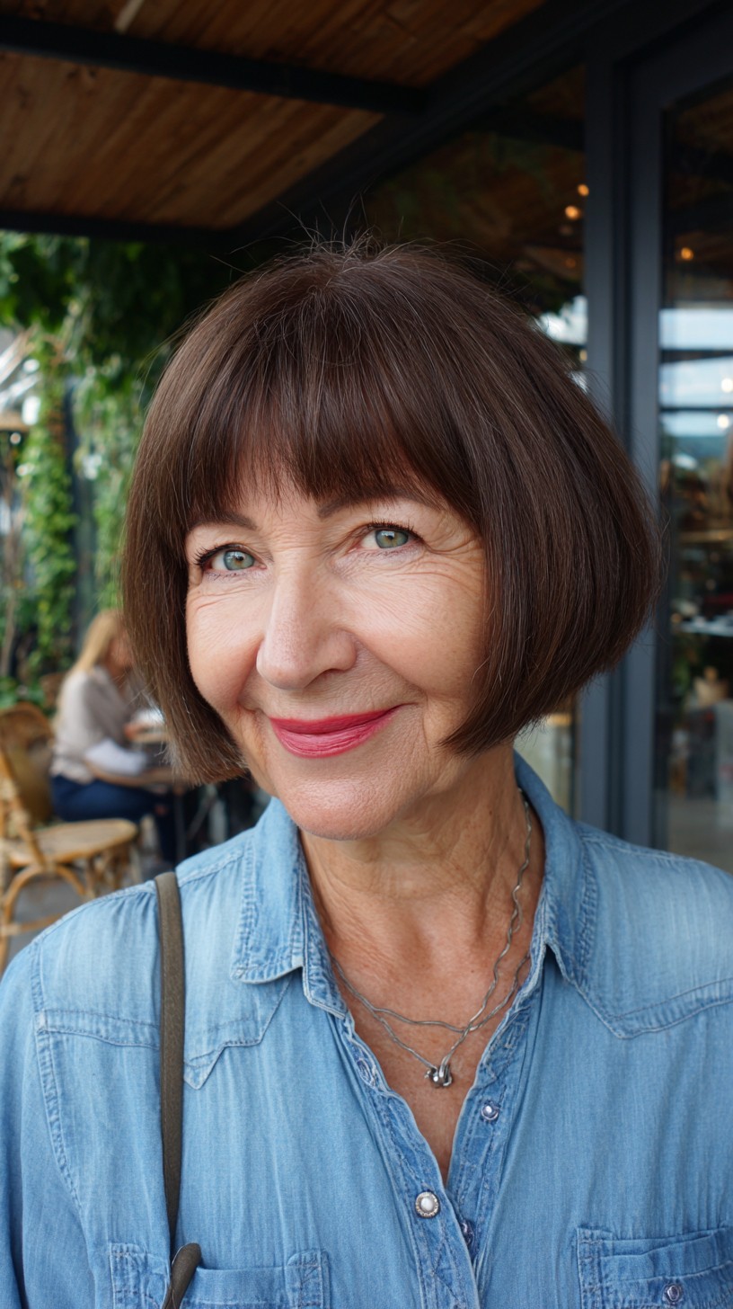 Chic Chocolate Short Bob with Smooth Contours