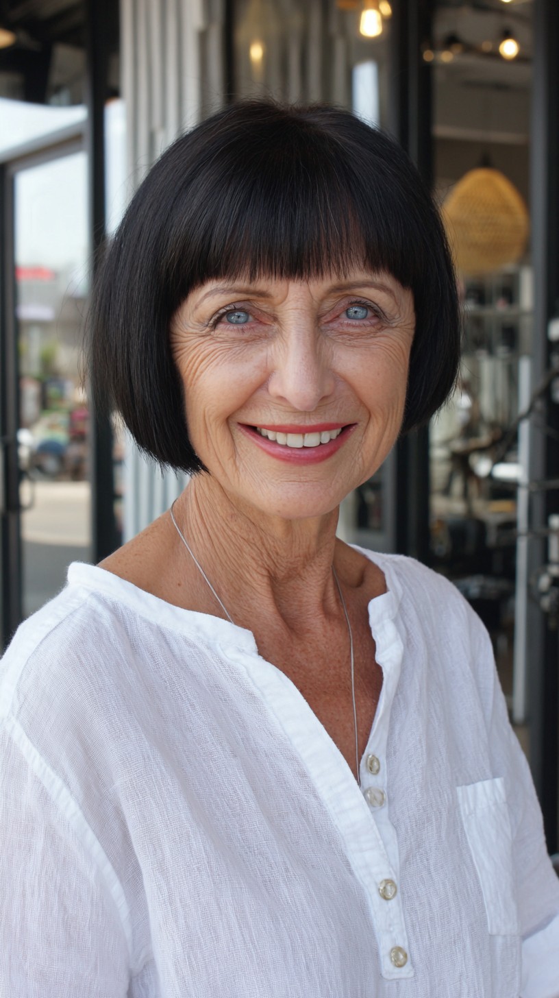 Chic Jet Black Bob with Precision Bangs