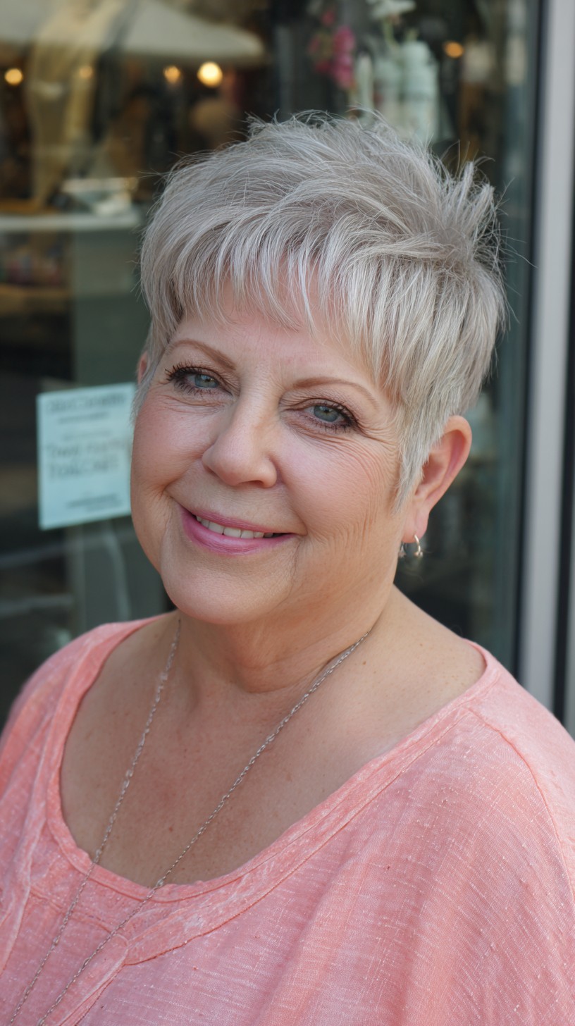 Chic Silver Pixie with Textured Top Layers