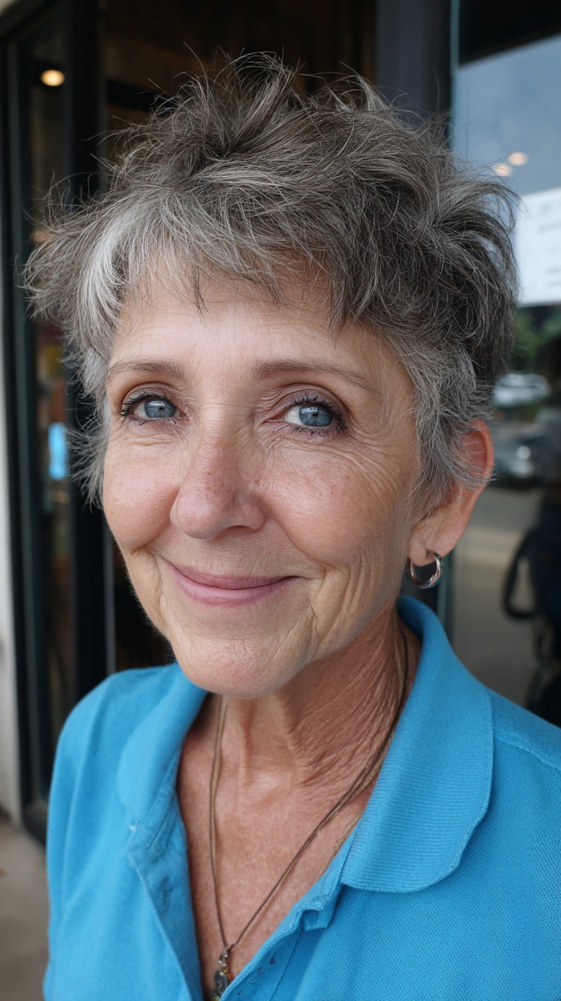 Chic Silver Tousled Pixie with Textured Layers