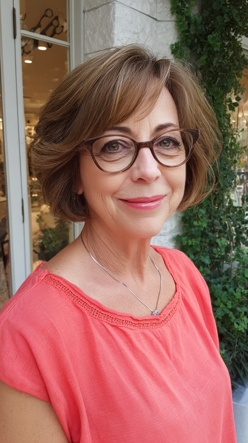 Elegant Bronzed Chestnut Layers with Sleek Frames