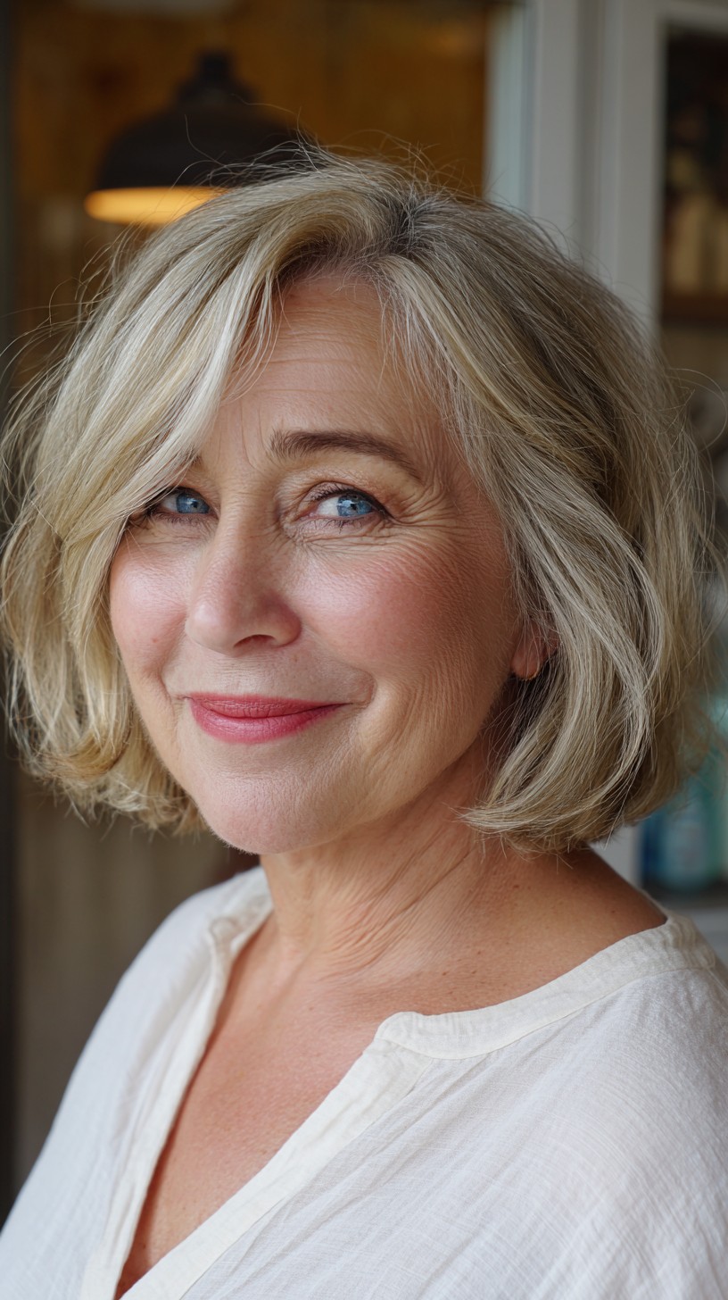 Elegant Soft Silver Layered Bob