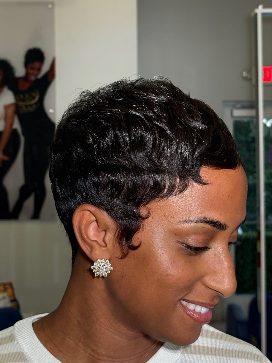 Glossy Waves Tapered Pixie Cut