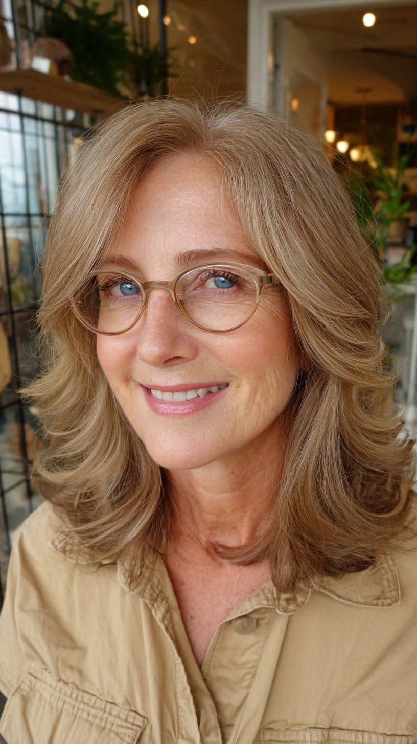 Golden Blonde Waves with Feathered Framing