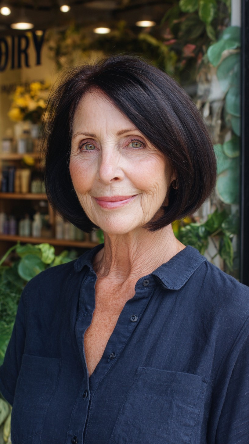 Jet-Black Elegant Contoured Bob