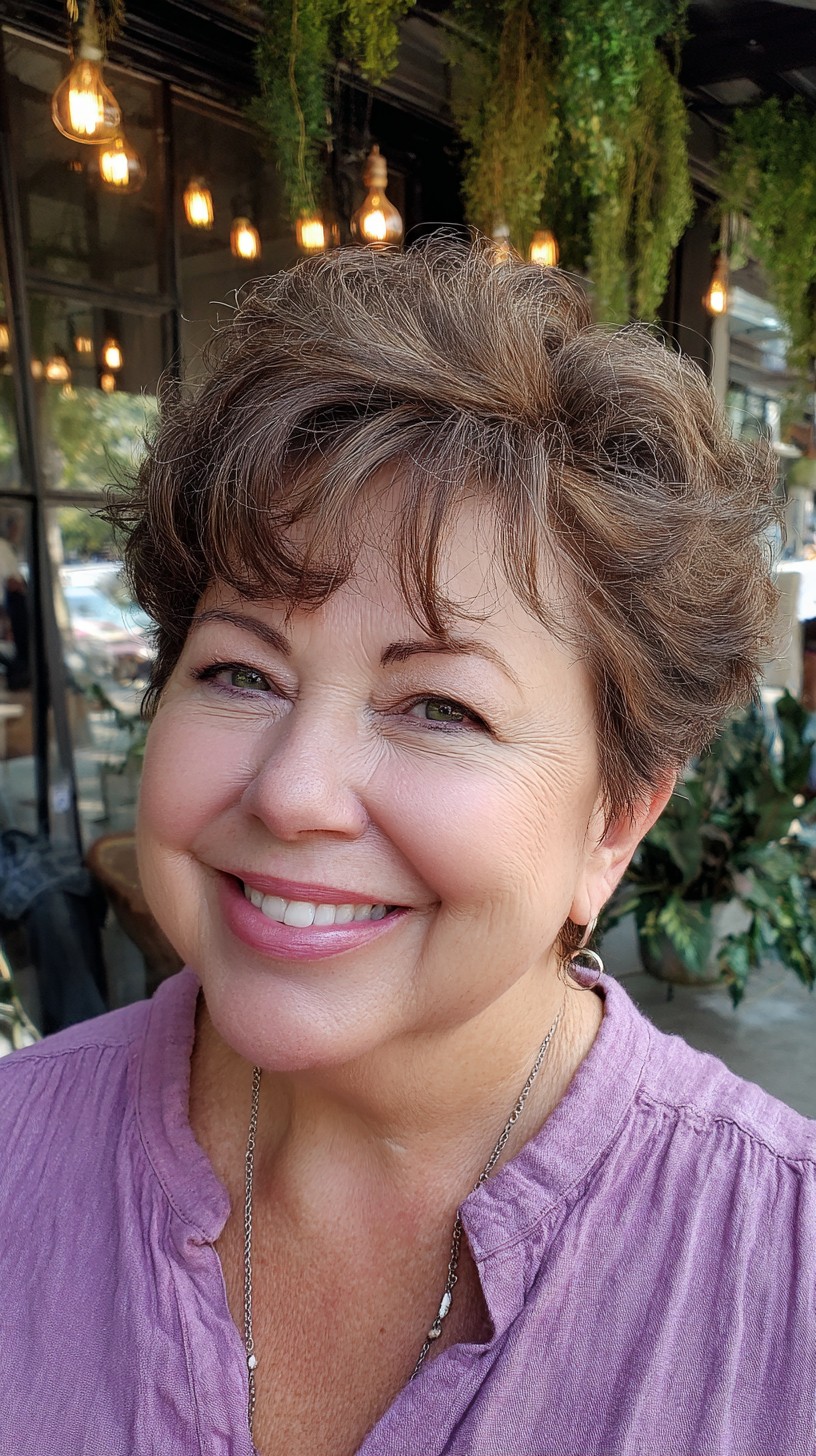 Lively Chestnut Curls with Lifted Top