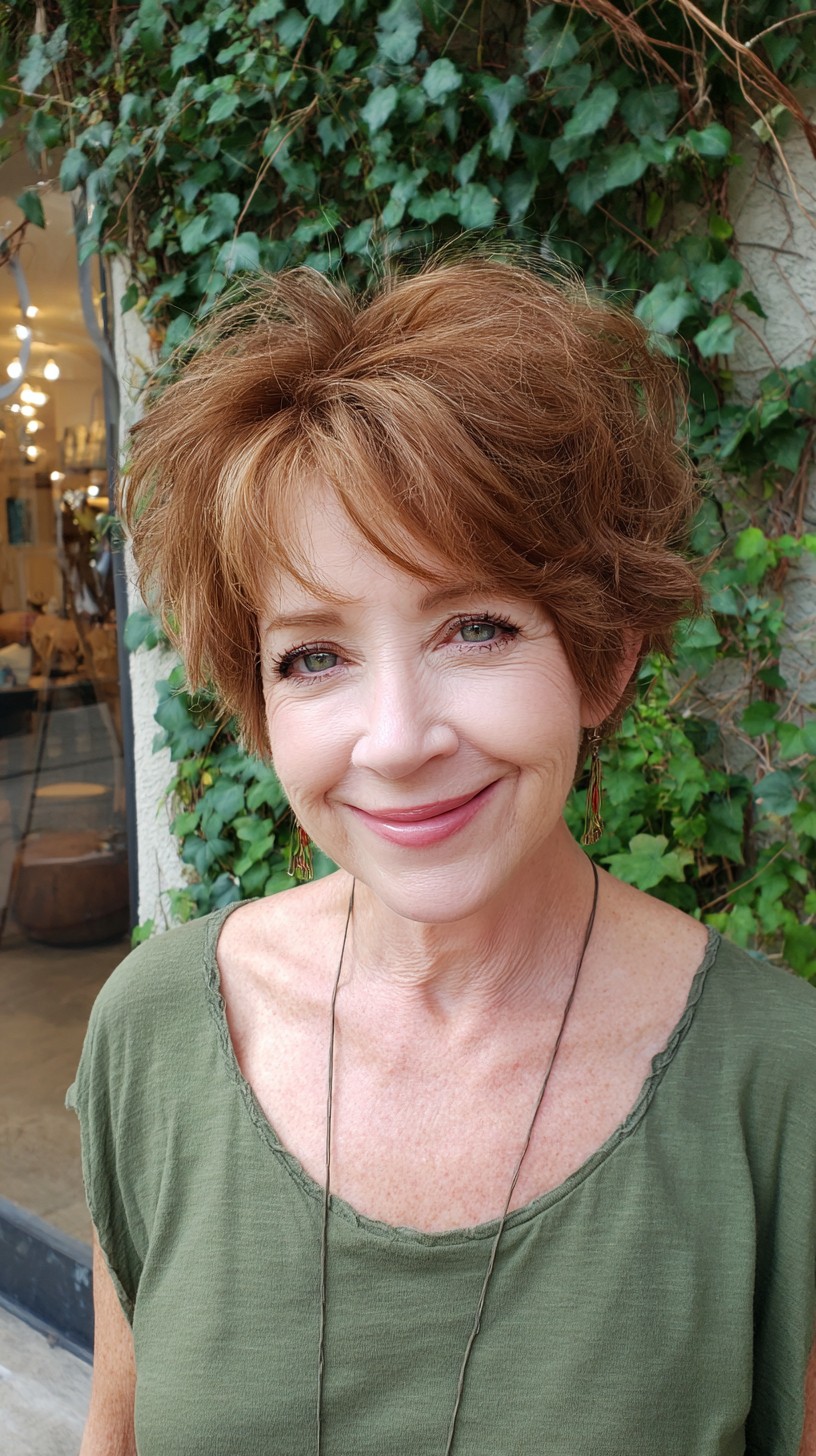 Lively Copper Volumetric Pixie with Subtle Curls