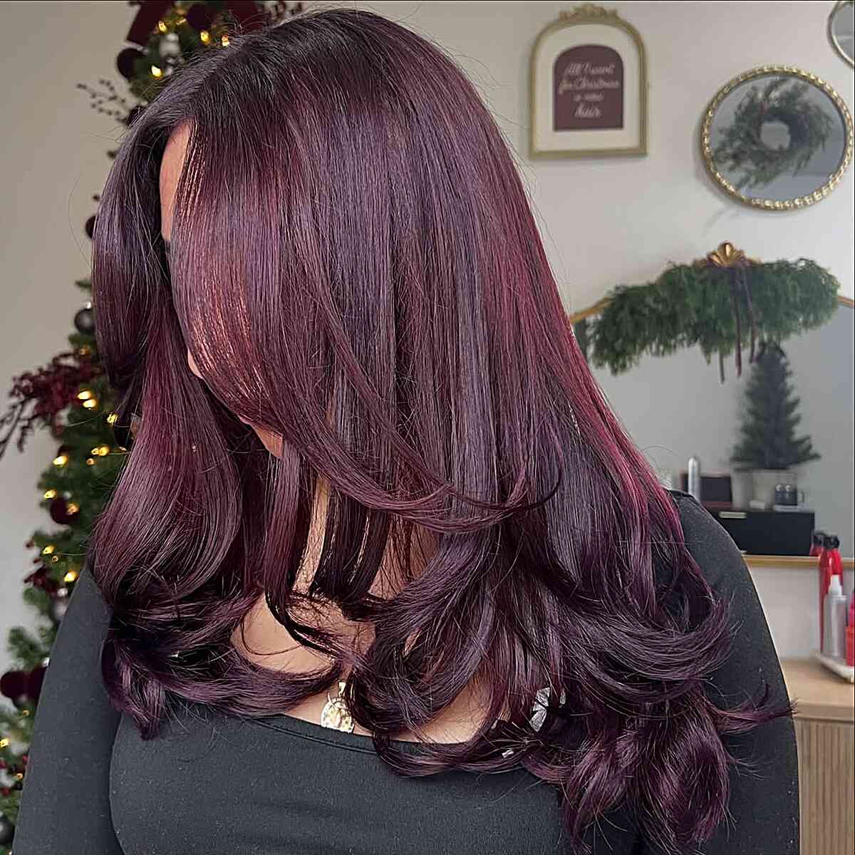 Luxurious Red Violet Long Layers