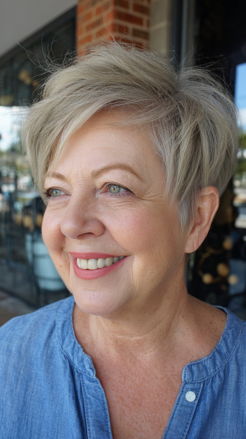 Refreshing Silver Tousled Pixie