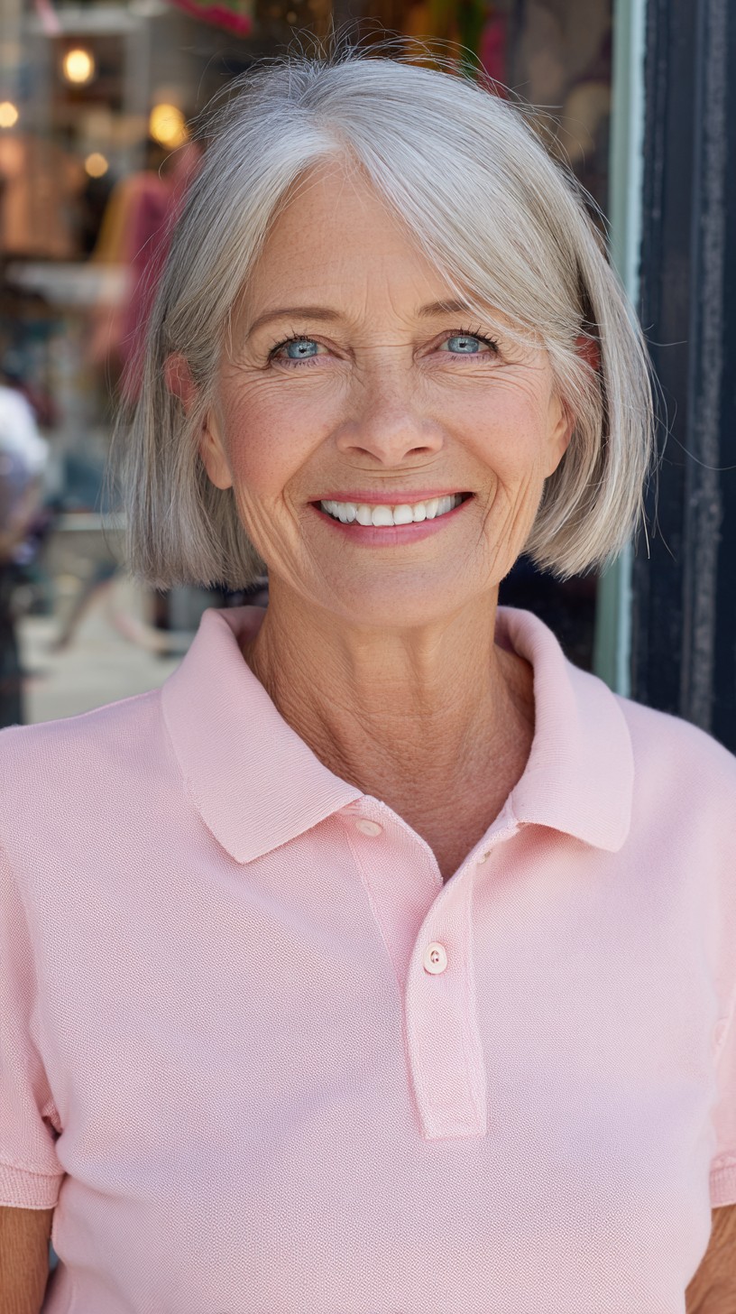 Silver Radiance Soft Textured Lob for Vibrant Seniors