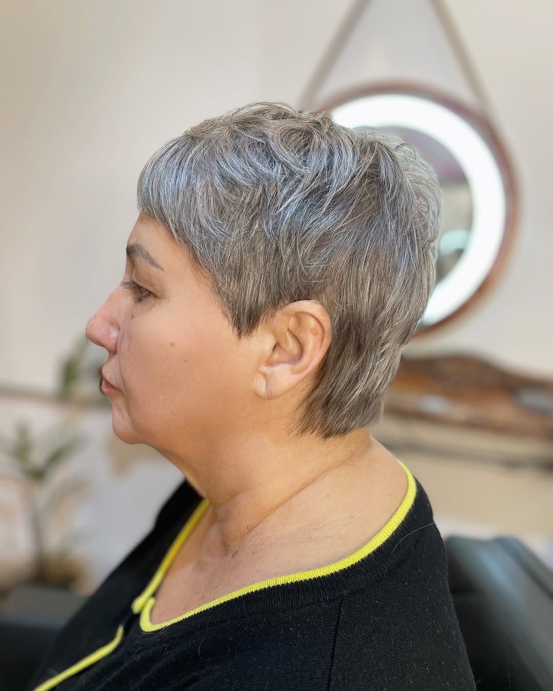 Stylish Silver Layered Pixie for Mature Women