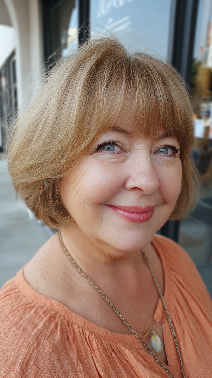 Sunlit Auburn Bob with Soft Contours