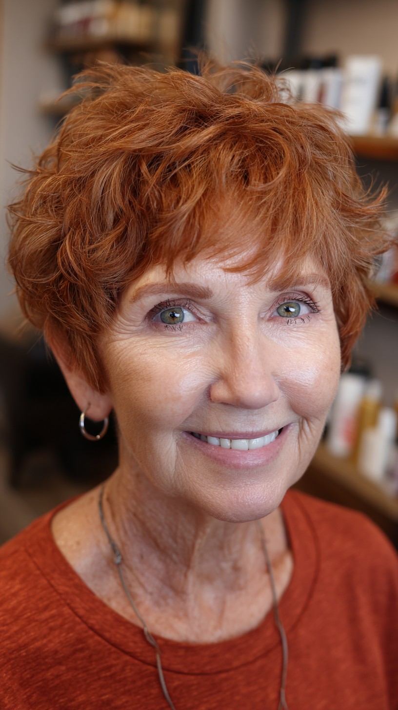 Vibrant Copper Spiky Pixie for Mature Women