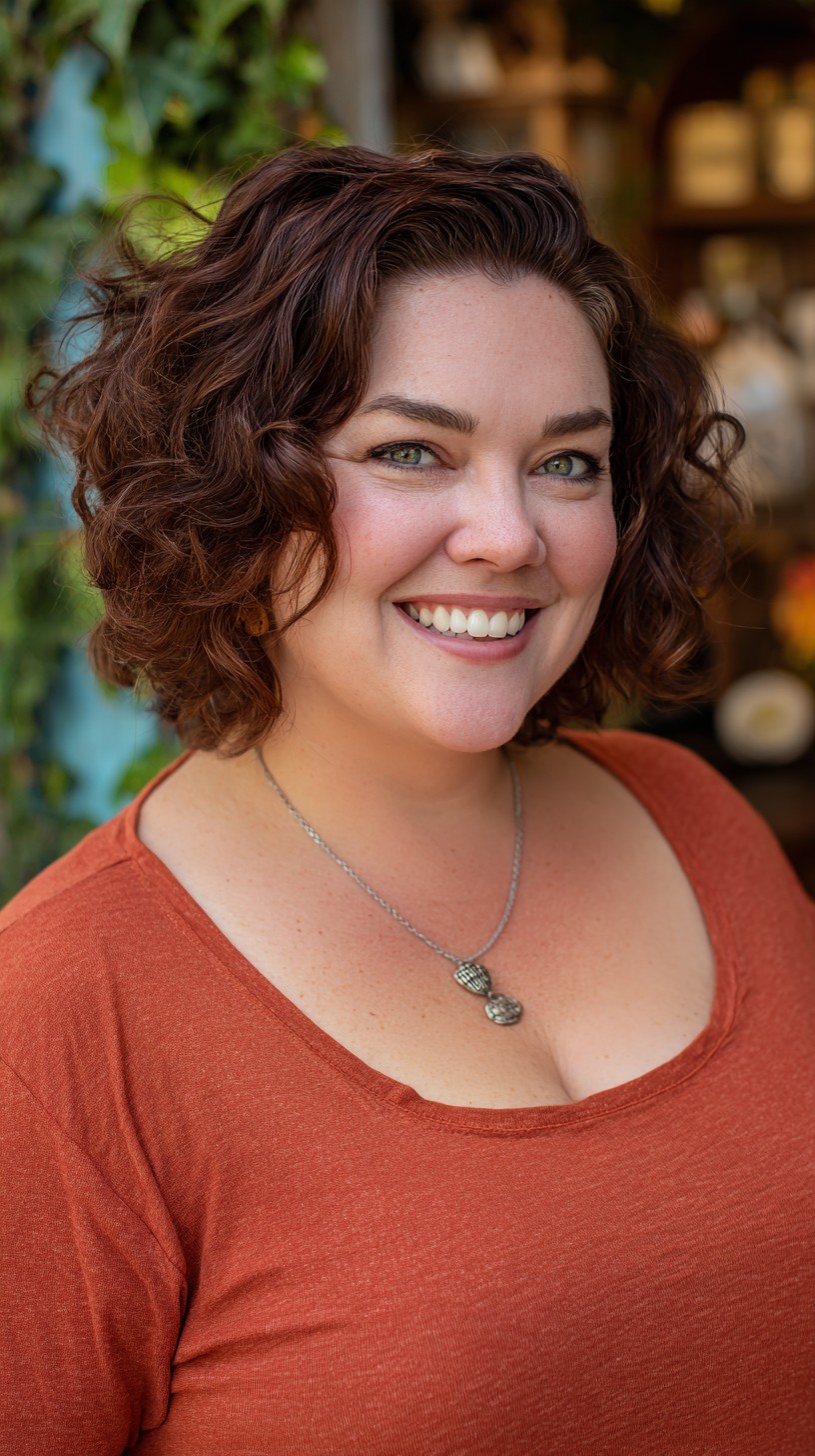 Bright Auburn Curls with Textured Volume
