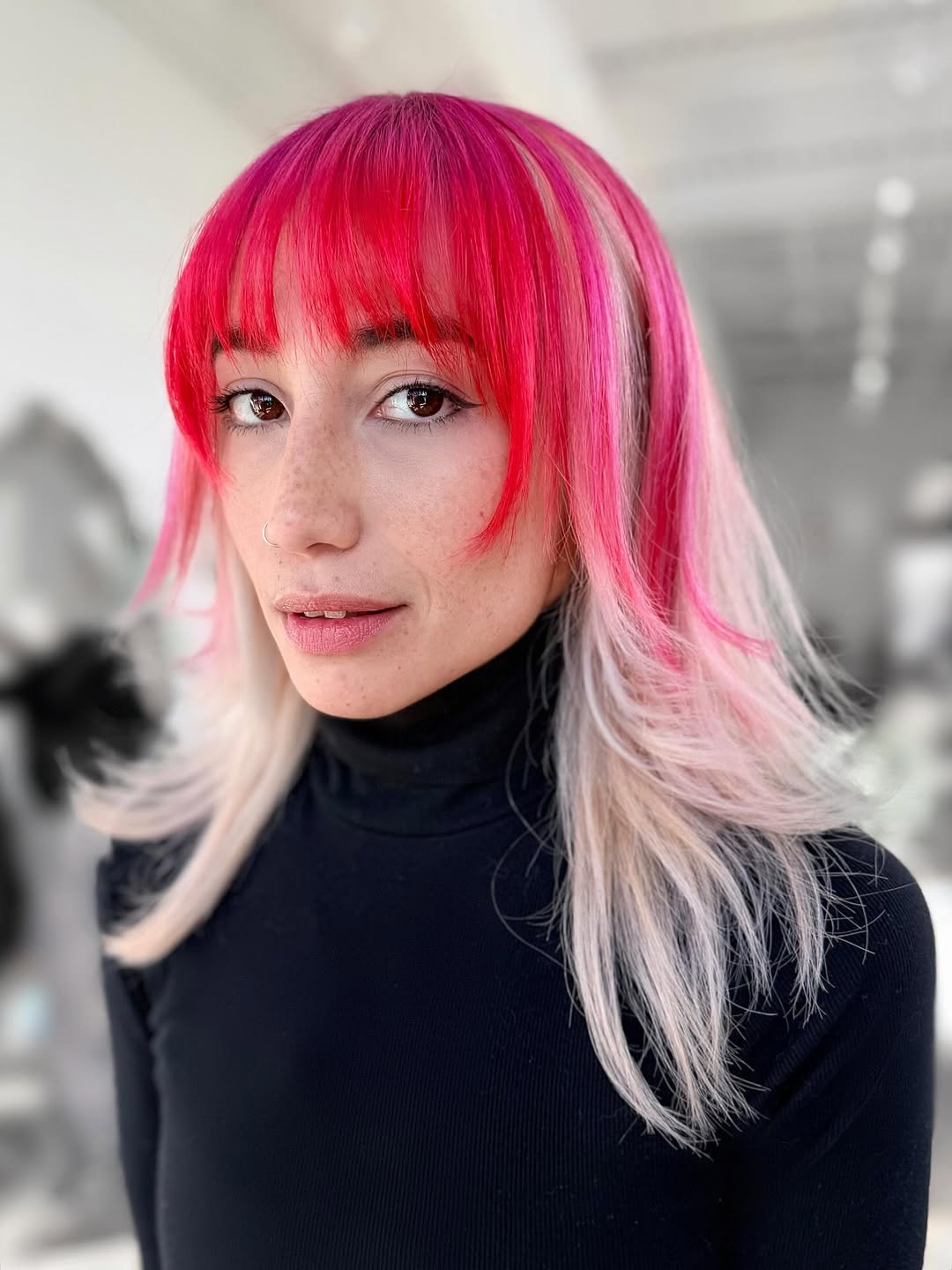 Bright Pink Roots with Soft Silver Transition