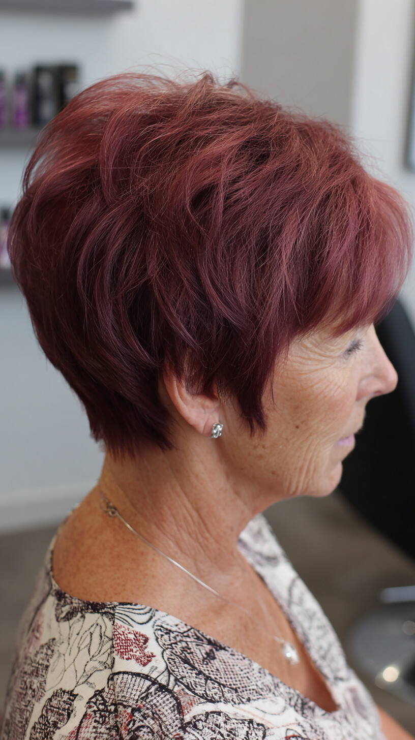 Burgundy Feathered Layered Bob for Striking Contrast