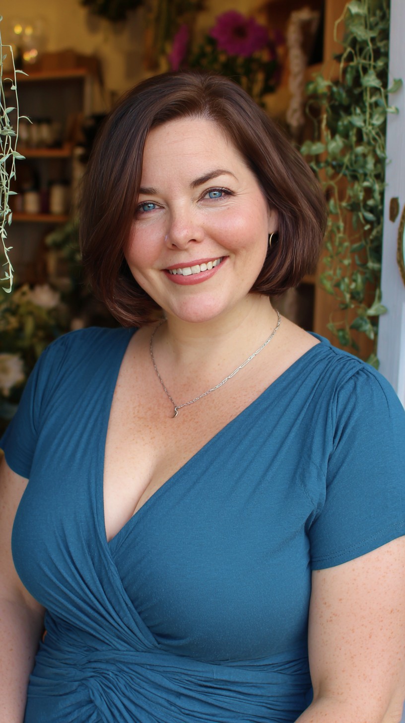 Classic Midnight Brunette Shoulder-Length Bob