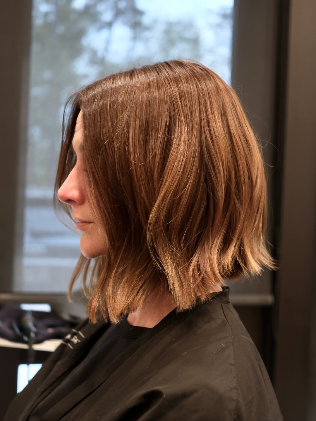 Copper Caramel Angled Bob with Soft Waves