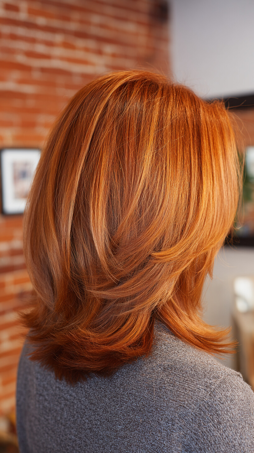 Copper Glow Shoulder-Grazing Bob with Flipped Ends