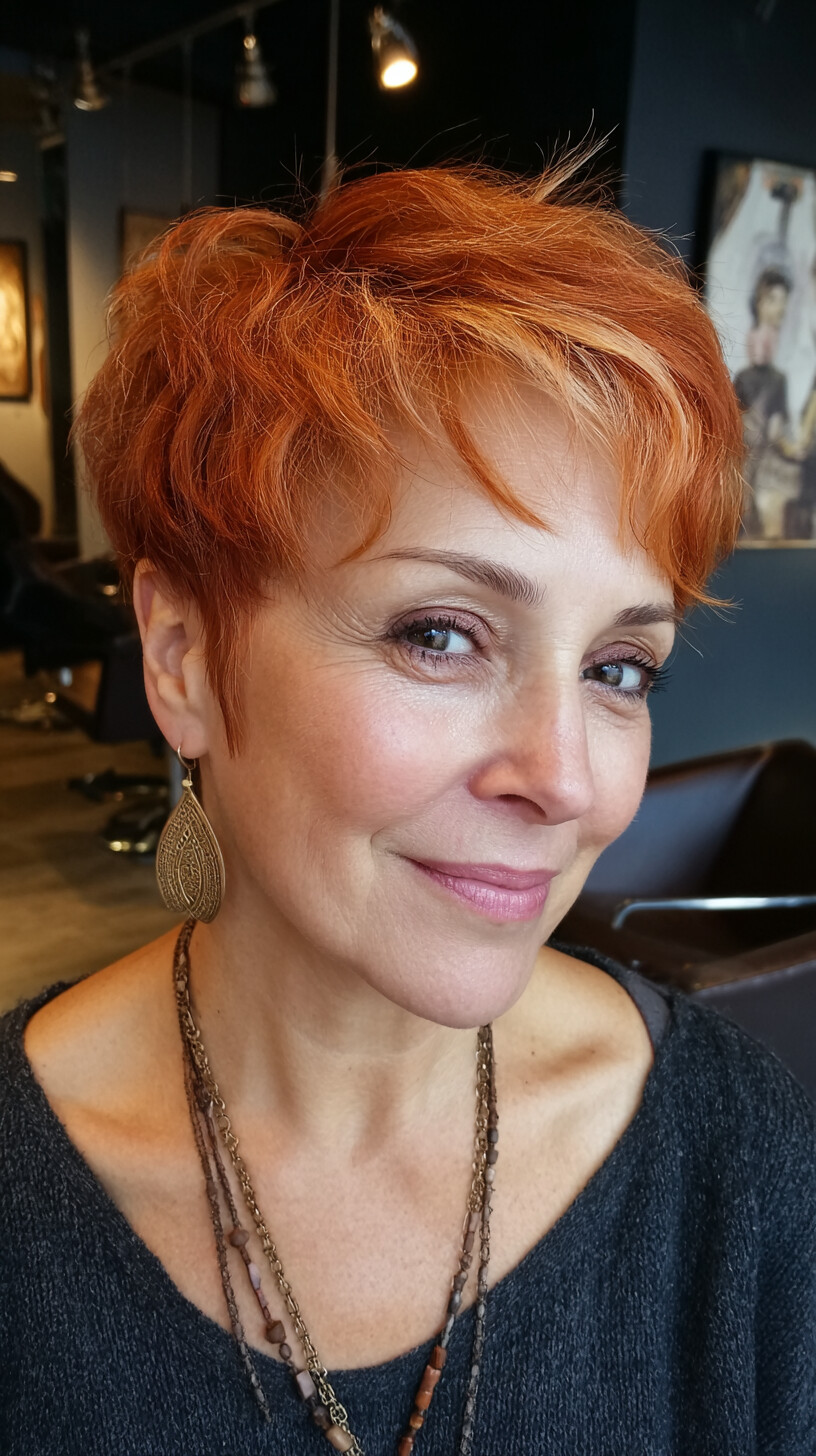 Copper Spice Pixie with Soft Fringe