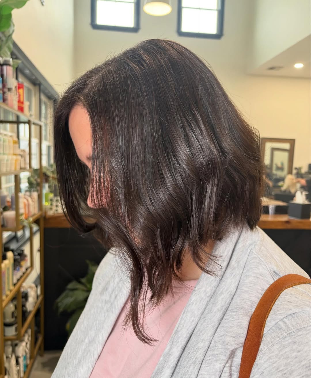 Dark Chocolate Textured Angled Bob