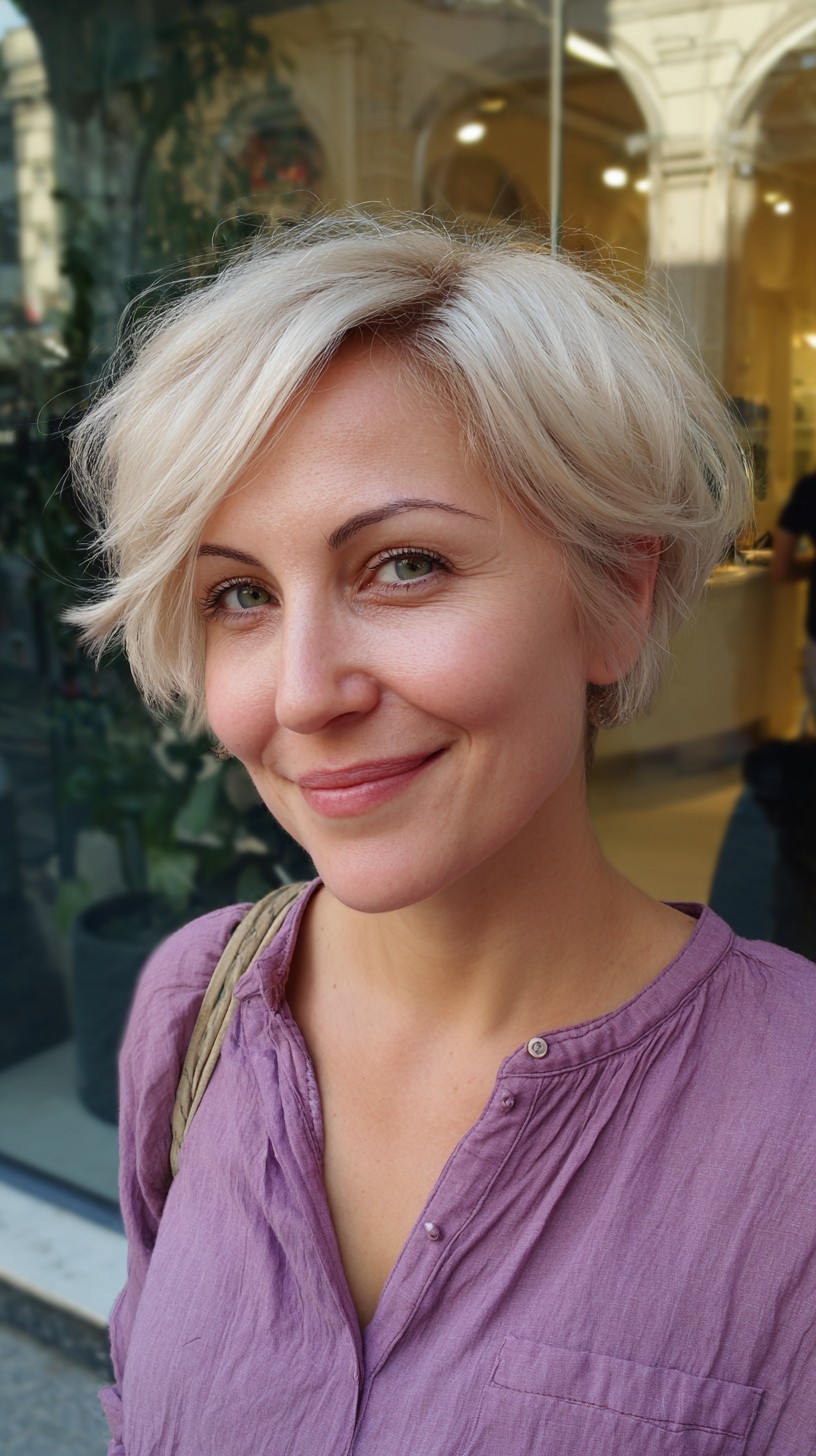 Effervescent Ash-Blonde Textured Pixie