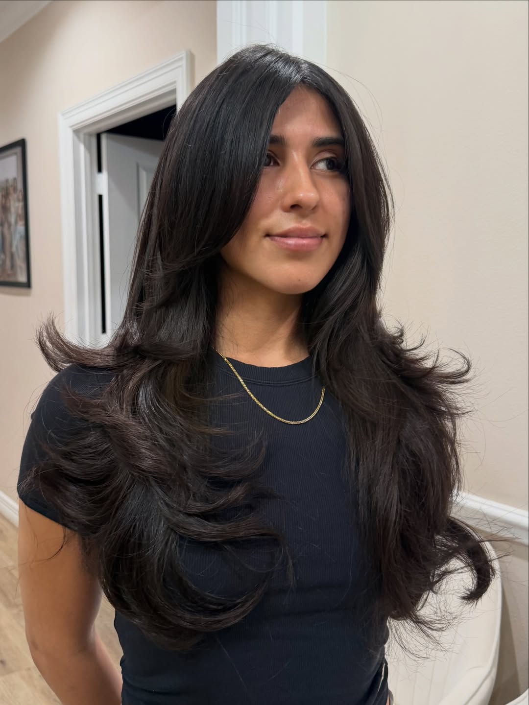 Elegant Dark Brunette Voluminous Layers