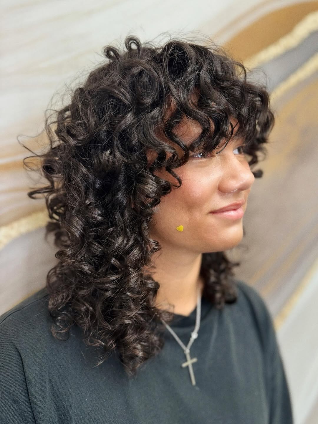 Glossy Espresso Shaggy Curly Layer Cut