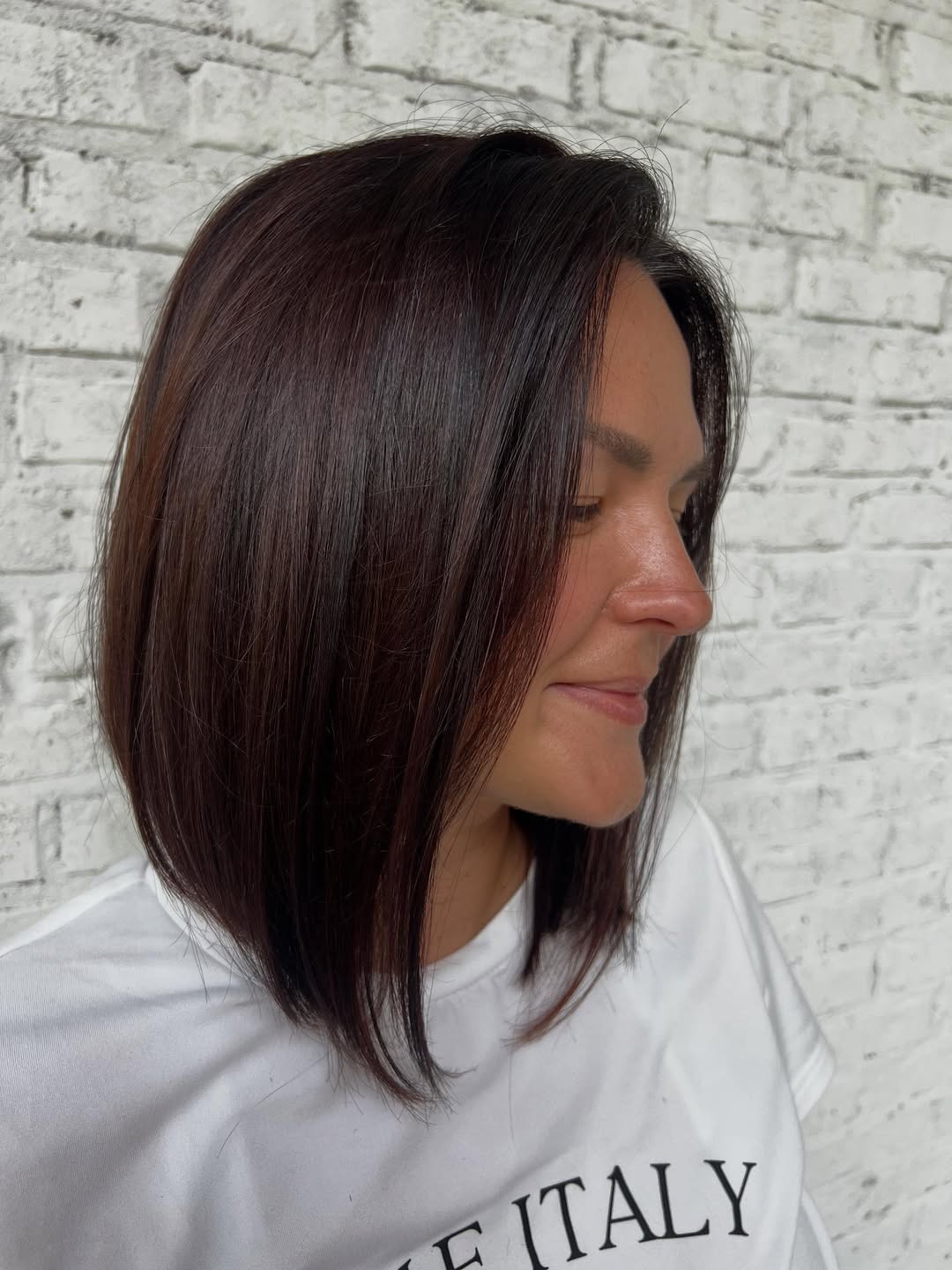 Glossy Espresso Tousled Angled Bob