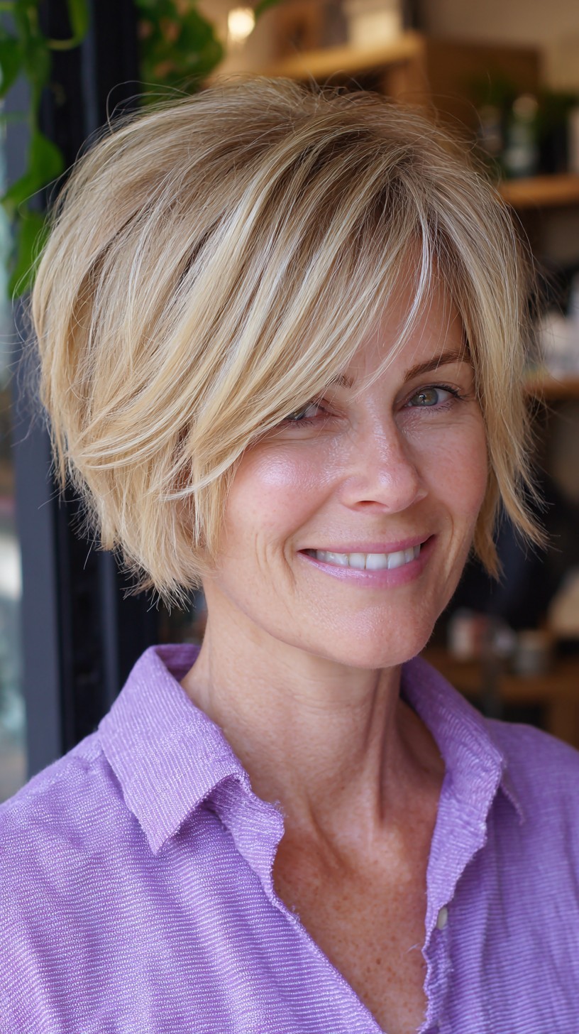 Layered Golden Blonde Bob for Fine Hair