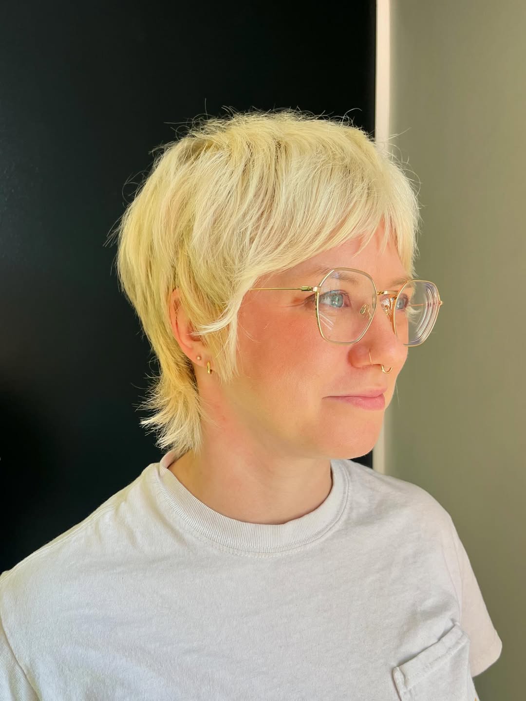 Platinum Blonde Choppy Pixie Cut