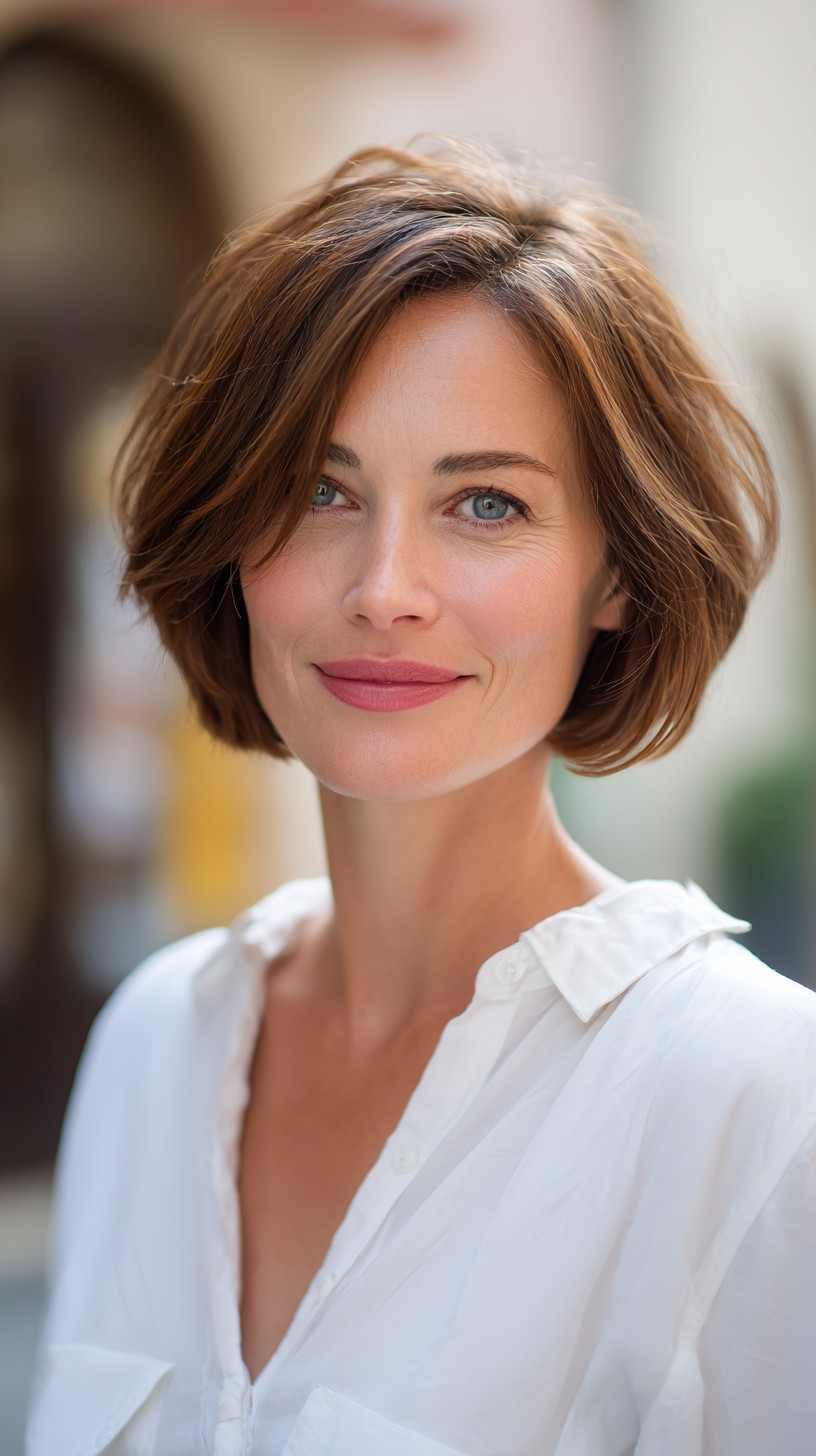 Polished Chestnut Waves with Svelte Tapering