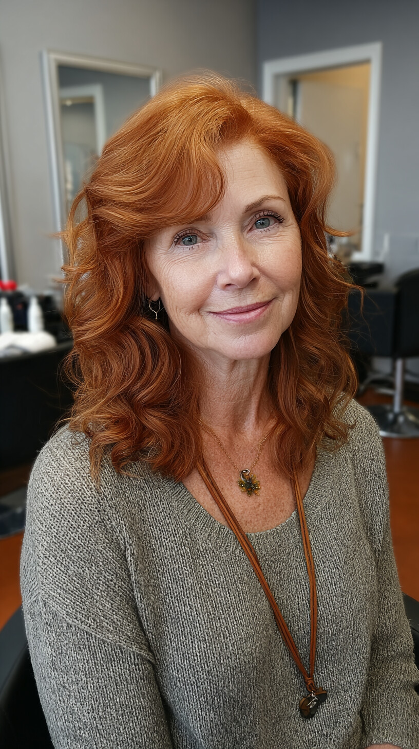 Radiant Copper Curls with Elegant Flow