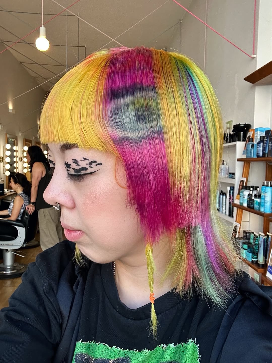 Rainbow-Paneled Bob with Leopard Print Detail