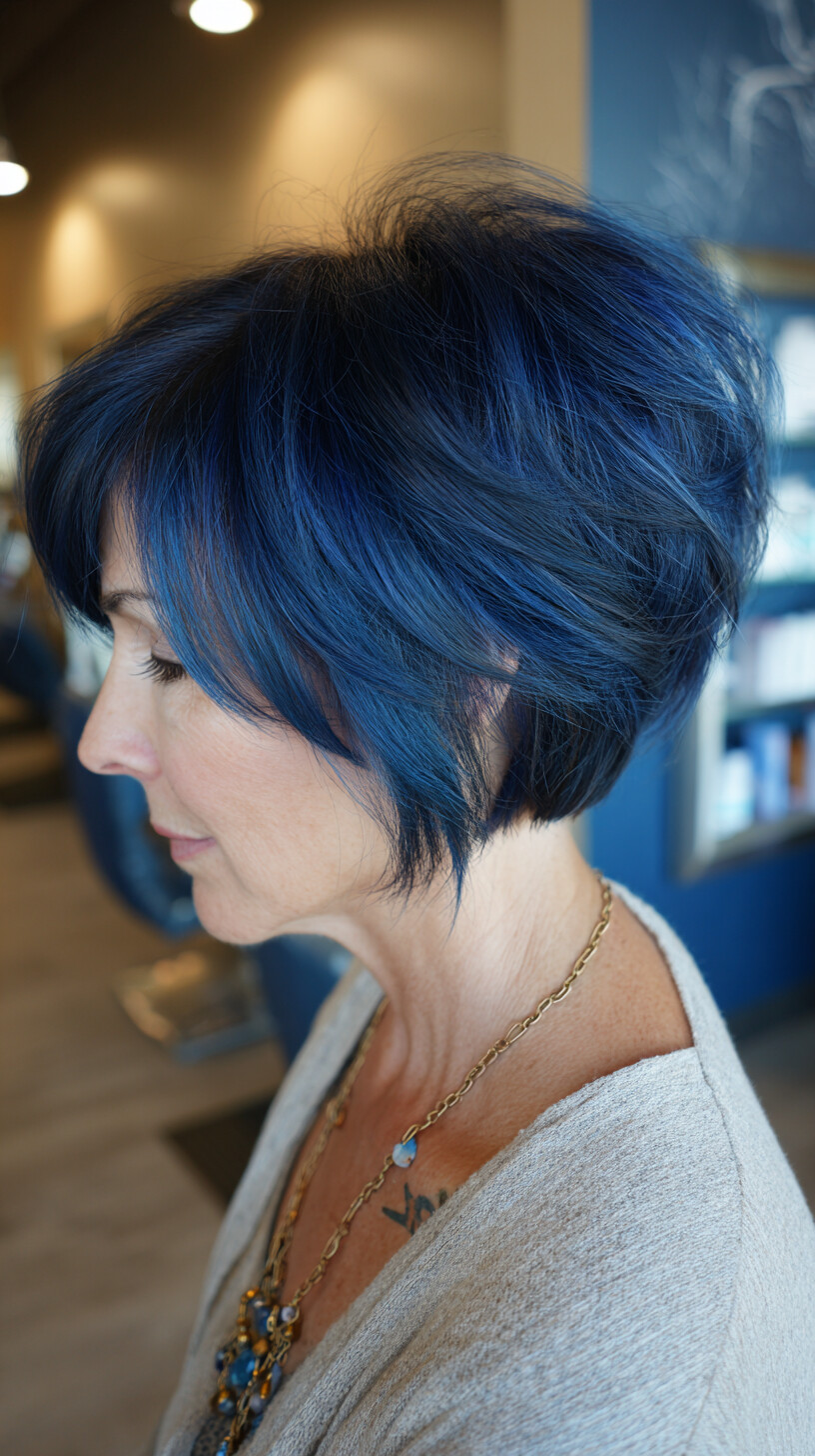 Sapphire-Blue Layered Shag for Dynamic Appeal