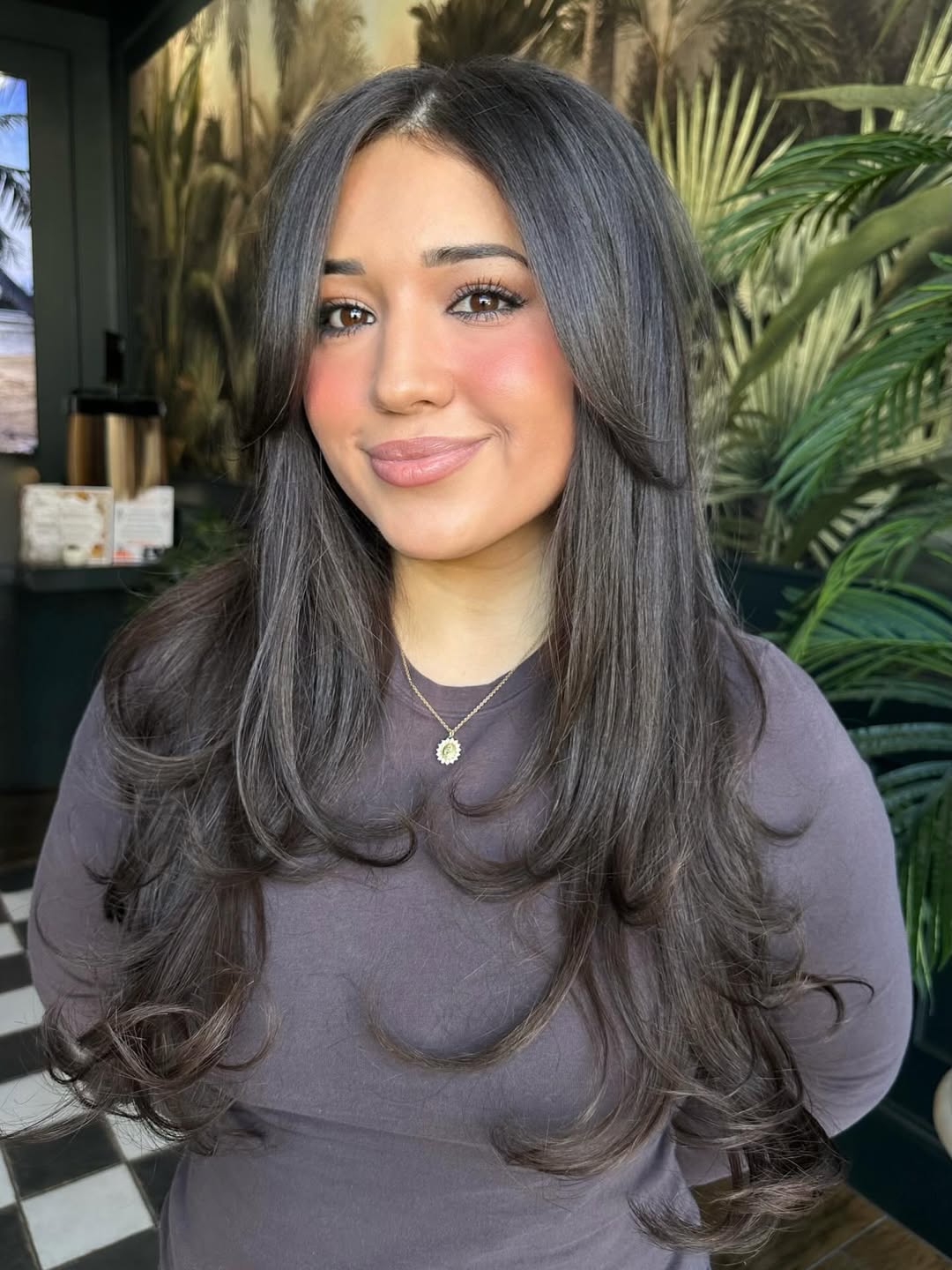 Silky Ash Gray Layers with Soft Curls